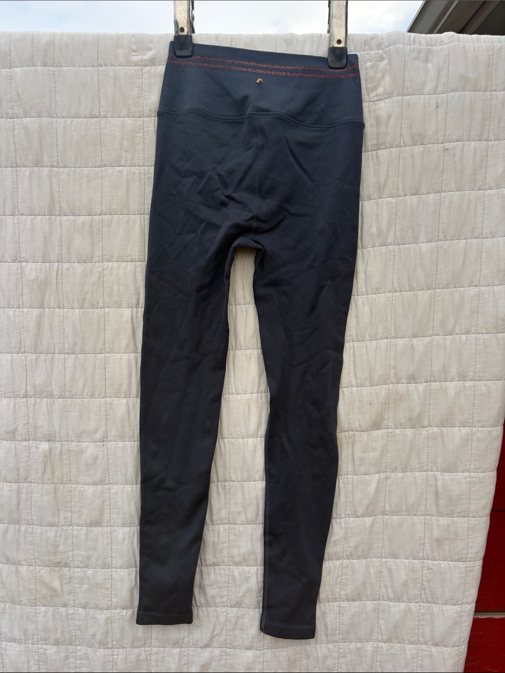 Spiritual gangster Navy Leggings with Pink metallic Stitch Detail MEDIUM/LARGE